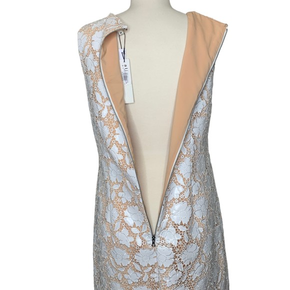 NWT Alice + Olivia Women White Floral Lace Clyde Short Dress Size 14 Round Neck - Picture 10 of 12